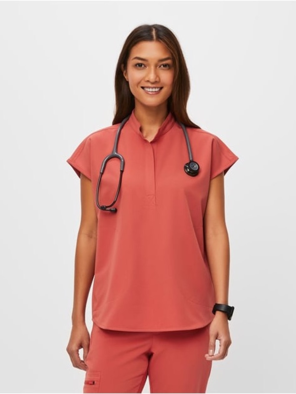 FIGS Rafaela Scrub Top in Clay